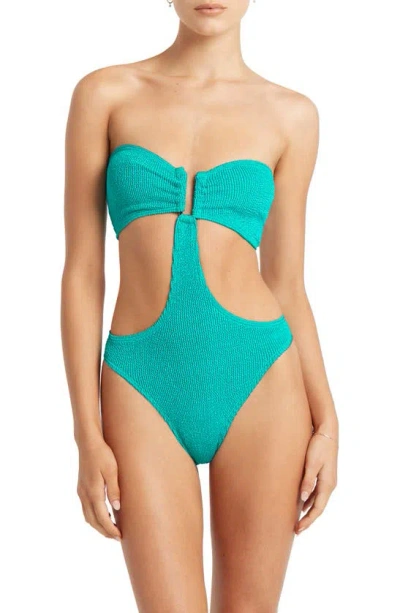 Bondeye Thera Strapless One-piece Swimsuit In Turquoise Shimmer