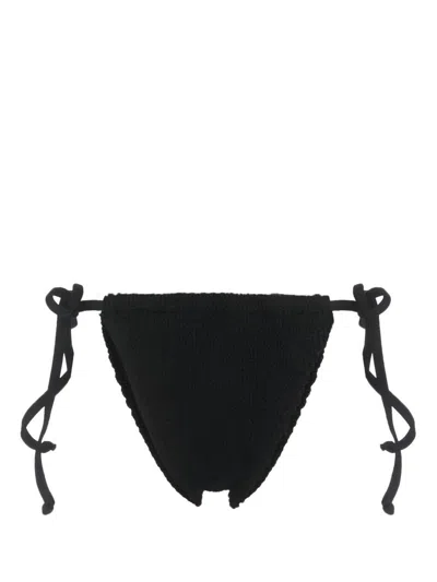 Bondeye Tie-fastening Seersucker Bikini Bottom In Black