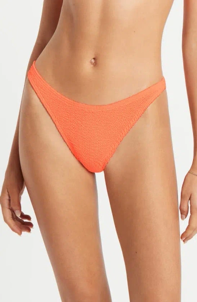 Bondeye Vista Ruched Bikini Bottoms In Neon Orange Eco