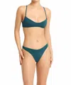 Bondeye Women's Mae Crop Reversible In Petrol Blue Forest Bare In Green