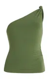 Bondeye Wren Knot-detailed Jersey Top In Green