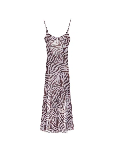 Bondeye Zebra-print Mesh Maxi Beach Dress In Multi