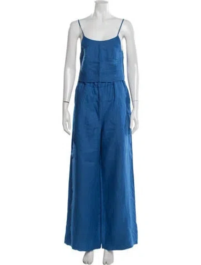 Pre-owned Bondi Born 3pcs Sets Top W/ Pants & Shorts Linen Pant Set In Blue