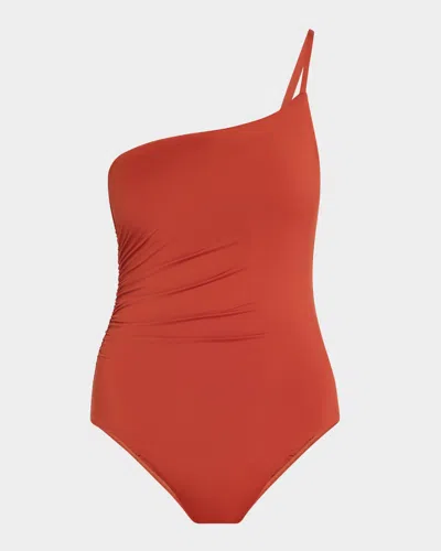 Bondi Born Adeena Asymmetric One-piece Swimsuit In Sienna
