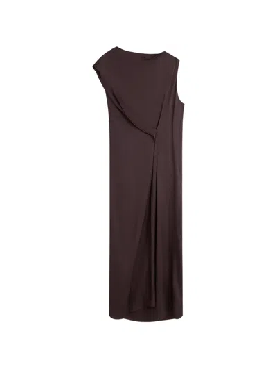 Bondi Born Ardea Draped Asymmetric Maxi Dress In Brown