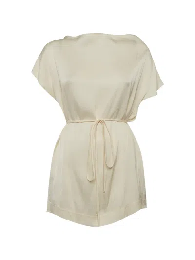 Pre-owned Bondi Born Ardea Split-shoulder Top In Neutral