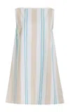 Bondi Born Arezzo Organic Linen-cotton Mini Dress In Stripe