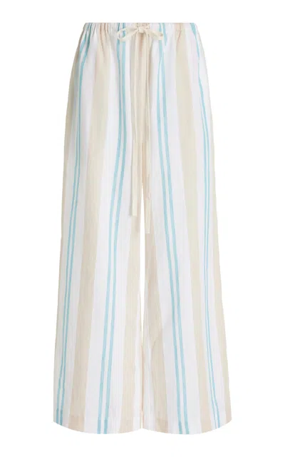 Bondi Born Arezzo Organic Linen-cotton Wide-leg Pant In Stripe