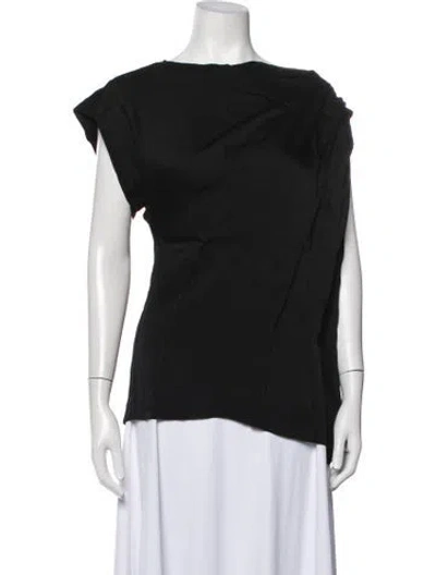 Pre-owned Bondi Born Asymmetrical Short Sleeve Top In Black