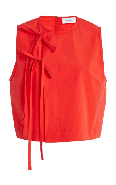 Bondi Born Avila Cropped Cotton Top In Red