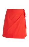 Bondi Born Avila Wrap Cotton Mini Skirt In Red