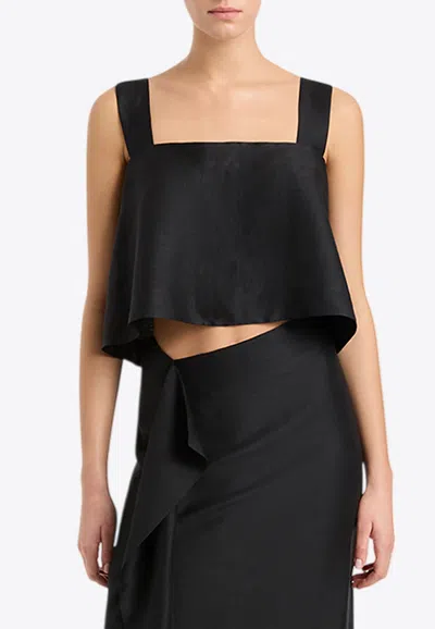 Bondi Born Bormio Tie-back Cropped Top In Black