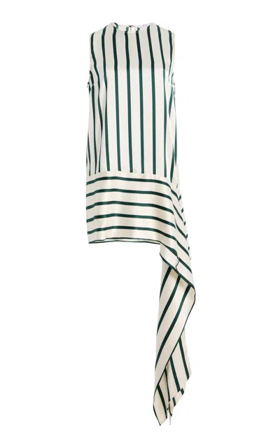 Bondi Born Cannes Sash-hem Striped Silk Mini Dress In Green