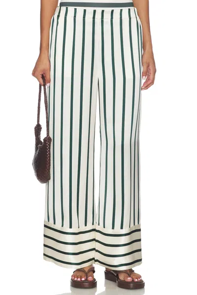 Bondi Born Cannes Silk Pants In Forest Stripe In Multi