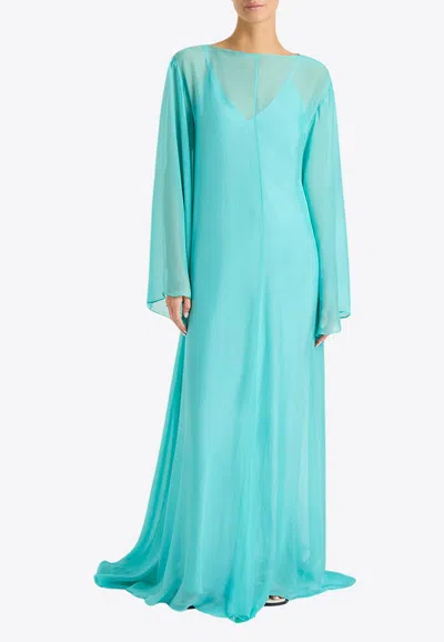 Bondi Born Capri Silk Chiffon Maxi Dress In Green