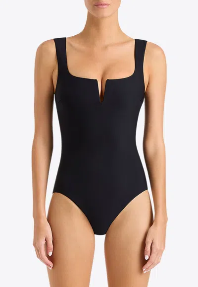 Bondi Born Clemence V-neck One-piece Swimsuit In Black