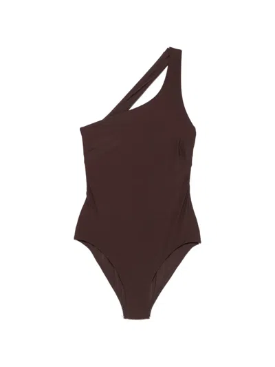 Bondi Born Colette One-shoulder Swimsuit In Brown
