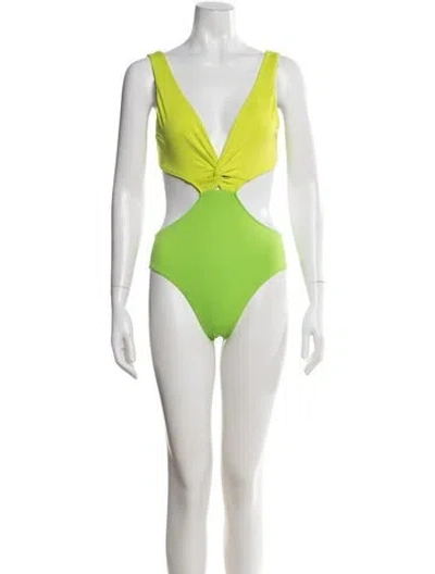 Pre-owned Bondi Born Colorblock Pattern One-piece In Green