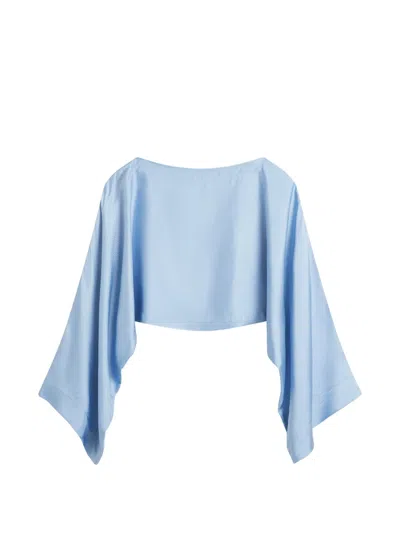 Bondi Born Como Cropped Blouse In Blue