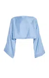 Bondi Born Como Twill-satin Kimono Top In Blue