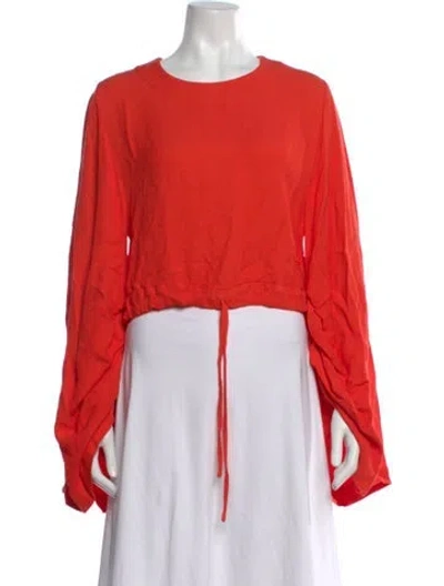 Pre-owned Bondi Born Crew Neck Long Sleeve Crop Top In Orange