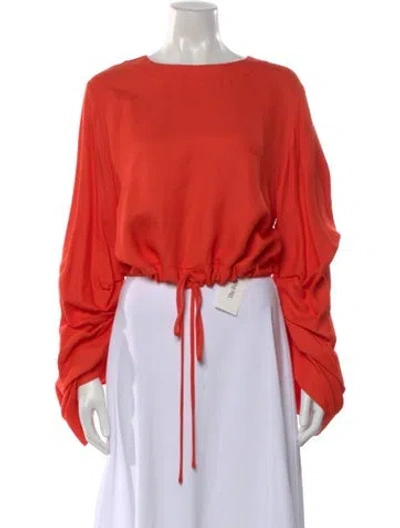 Pre-owned Bondi Born Crew Neck Long Sleeve Crop Top In Orange