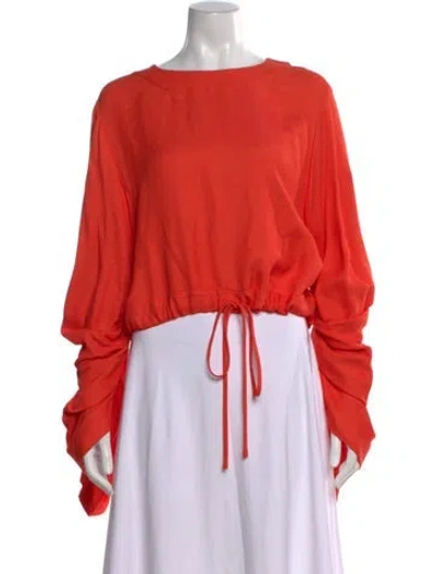 Pre-owned Bondi Born Crew Neck Long Sleeve Crop Top W/ Tags In Orange