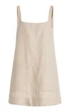 Bondi Born Delphi Sleeveless Linen Mini Dress In Ivory