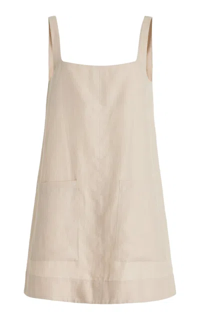 Bondi Born Delphi Organic Linen Mini Dress In Ivory