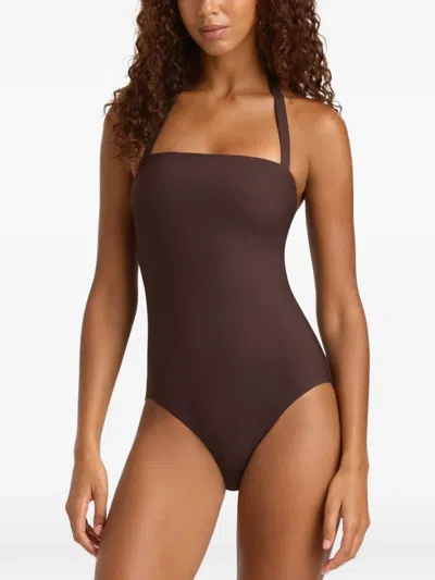 Bondi Born Evelyn Halterneck Swimsuit In Brown