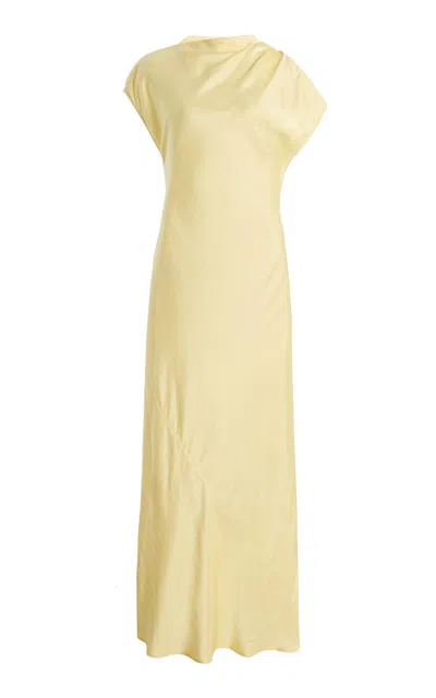 Bondi Born Faro Draped Crepe Maxi Dress In Yellow