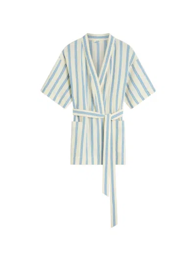 Bondi Born Finn Striped Wrap Tunic In Neutral