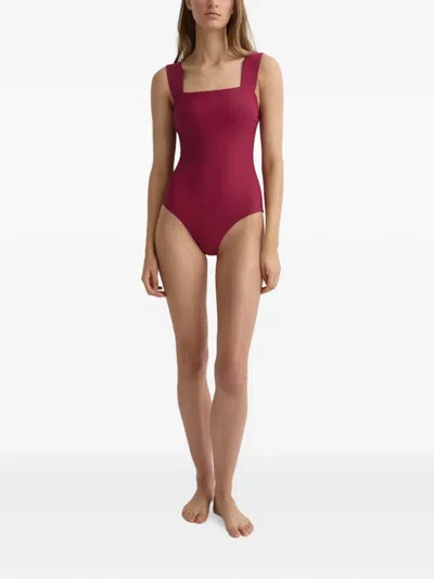 Bondi Born Gwen Gathered Swimsuit In Burgundy