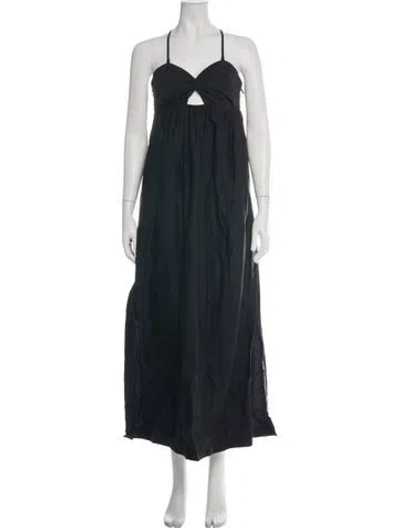 Pre-owned Bondi Born Halterneck Long Dress In Black
