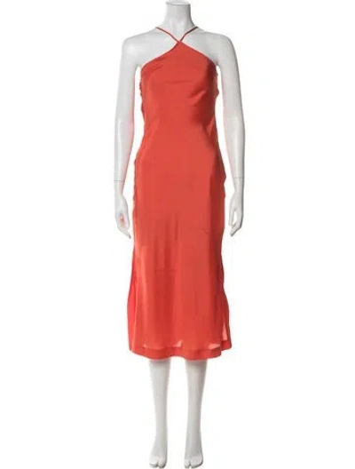 Pre-owned Bondi Born Halterneck Long Dress In Orange