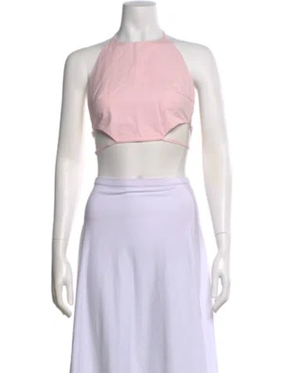 Pre-owned Bondi Born Halterneck Sleeveless Crop Top In Brown