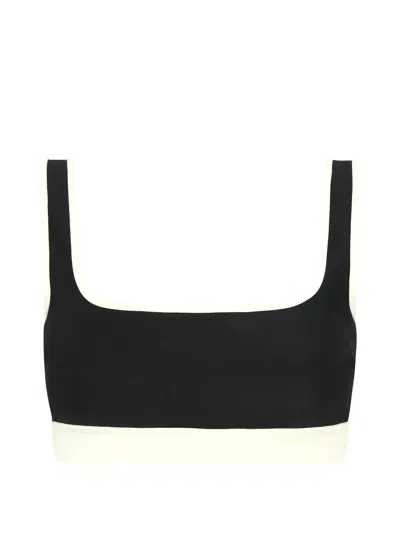 Bondi Born Hayden Contrast-trim Bikini Top In Black