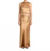 Bondi Born Kobe Back Button Bodice Crop Top In Honey In Gold