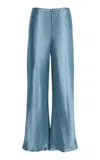Bondi Born Kobe Satin Flare Pant In Blue