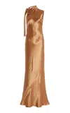 Bondi Born Kobe Satin Maxi Dress In Gold