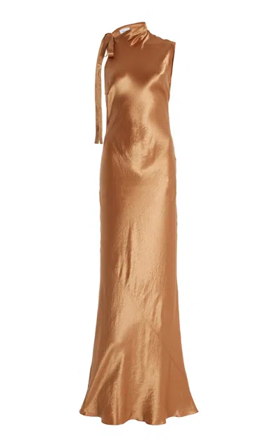 Bondi Born Kobe Satin Maxi Dress In Gold