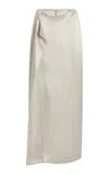 Bondi Born Kobe Wrapped Satin Maxi Skirt In Silver