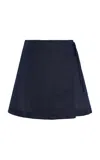 Bondi Born Leiden Linen Wrap Mini Skirt In Blue