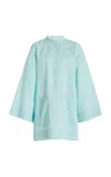 Bondi Born Leiden Organic Linen Tunic Mini Dress In Green