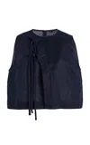 Bondi Born Leiden Tie-front Linen Top In Blue