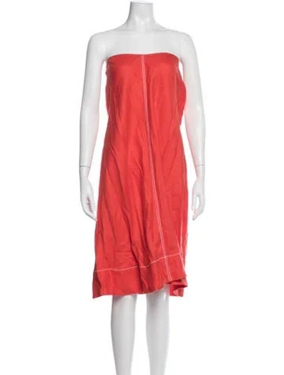 Pre-owned Bondi Born Linen Knee-length Dress In Red