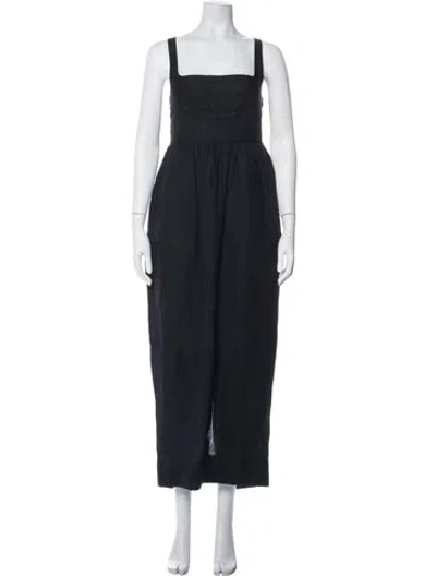 Pre-owned Bondi Born Linen Long Dress In Black