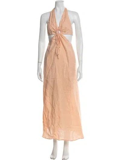 Pre-owned Bondi Born Linen Long Dress In Neutral