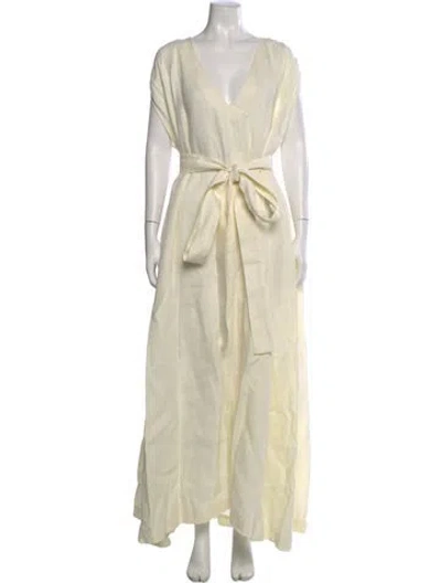 Pre-owned Bondi Born Linen Long Dress In Neutral