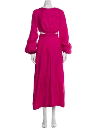 Pre-owned Bondi Born Linen Long Dress In Pink